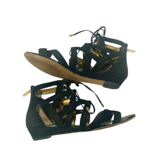 SAM EDELMAN Sandals Size 6 Black Dawson Suede Strap Gladiator Greek Open Toe s-4 - Picture 8 of 13